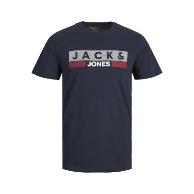 Abbildung von Jack &amp; Jones Oneck Tshirt print, Herren, Größe: 4XL, Navy blazer