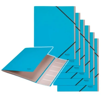 Abbildung von Leitz Recycle Ordnungsmappe A4, 6er Pack, Projektmappe mit 6 Fächern Index, 100 % recycelt &amp; recycelbar, CO2 kompensiert, Umweltfreundlich, Serie, Blau, 39140035
