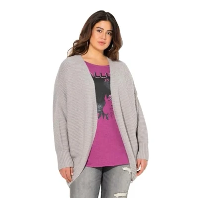 Abbildung von Ulla Popken Strickjacke, Damen, Größe: 46/48, Light gray melange