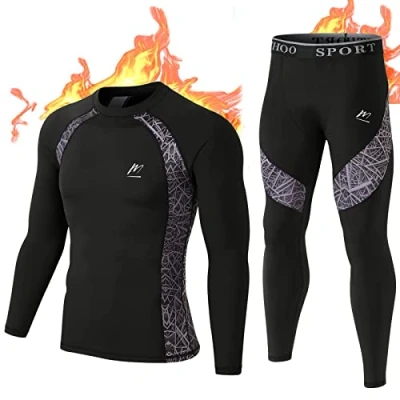 Abbildung von MeetHoo Thermounterwäsche Herren, Funktionsunterwäsche Atmungsaktiv Thermo Unterwäsche Set Lang Thermohemd &amp; Thermohose für Männer Skifahren Laufen Sport