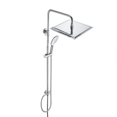 Abbildung von JOHO Duschset ohne Armatur, Chrom Duschstangeset Duschsäuleset, Regendusche Duschsystem mit Duschkopf aus rostfreiem Edelstahl 30x30cm eckig