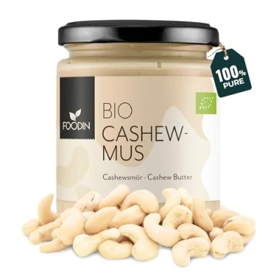 Abbildung von FOODIN Bio Cashewmus im Glas aus 100% Natürlich Cashews, Cashewbutter (250g)