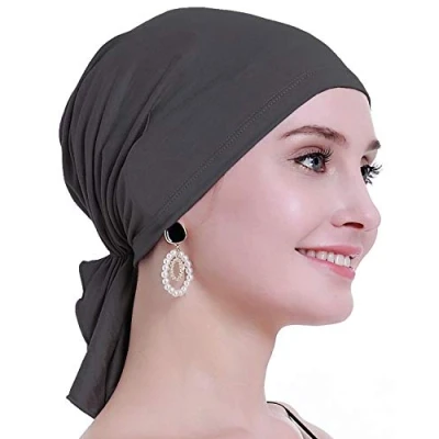 Abbildung von osvyo Bambus Chemo Kopftuch für Frauen mit Haarausfall Krebspatienten Kopfbedeckung Turban in Versiegelter Verpackung DUNKELGRAU