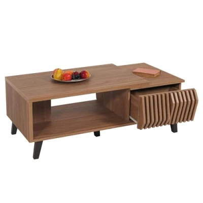 Abbildung von Mendler Couchtisch HWC M45, Wohnzimmertisch Beistelltisch Sofatisch, 3D Design Schubladen 44x120x65cm, braun