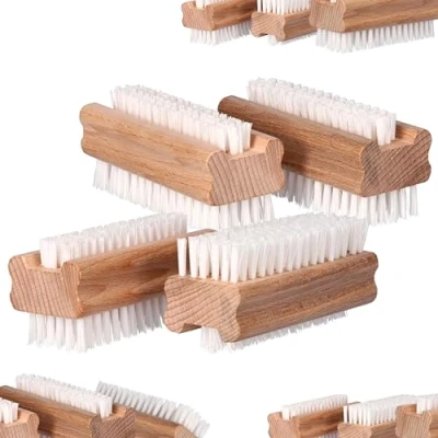 Abbildung von ToolSpace 4x Nagelbürste Holz Feste Starke Borsten Nagelreinigungsbürste Nail Brush Handwaschbürste Fingerbürste Schrubbbürste zum Reinigen von Dreck, Schmutz unter den Nägel Pflegebürste Handbürste