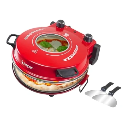 Abbildung von Beper P101CUD301 Pizzaofen, 400C, 31 cm Keramikplatte, 5 Kochstufen, 15 Minuten Timer, Edelstahl