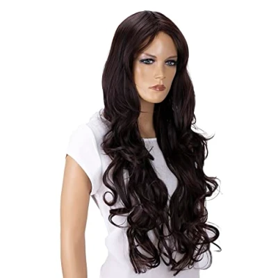Abbildung von CAISHA 70cm Perücke Voluminös Langhaar Cosplay Theater Show Gewellt Schokobraun FP708