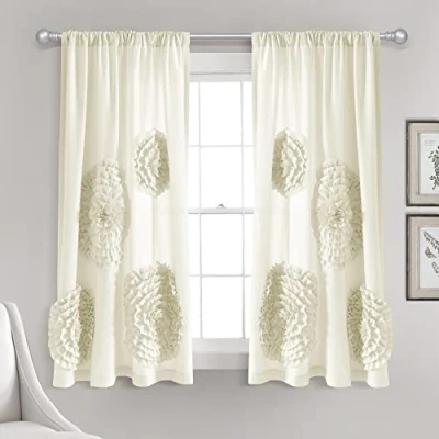 Abbildung von Lush Decor Serena Fenstervorhang, 160 x 137 cm, elfenbeinfarben