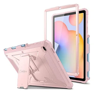 Abbildung von Fintie Stoßfeste Schutzhülle für Samsung Galaxy Tab S6 Lite 10,4 Zoll 2024/2022/2020, Tuatara Rugged Unibody Hybrid Bumper Kickstand Cover mit integriertem Displayschutz, Roségold