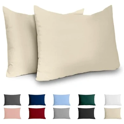 Abbildung von Dreamzie Kissenbezug 50x70 Renforcé Baumwolle (2er Set) Beige Dicht gewebt mit 57 Fäden/cm² 70x50 cm Oeko Tex Zertifiziert