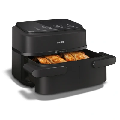 Abbildung von Philips Heißluftfritteuse &quot;Airfryer 1000 Flexible Basket NA150/00, zwei Körbe mit 7.1L&quot;, 2450 W, RapidAir Technologie und 10 Kochfunktionen; Schwarz