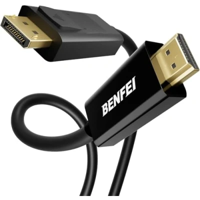Abbildung von BENFEI 4K DisplayPort auf HDMI Kabel 1,8M 2 Stück, Unidirektionales Computer zu Monitor, DP 1.2 1.4 kompatibel mit HP ThinkPad AMD NVIDIA Desktop
