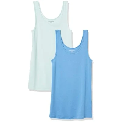 Abbildung von Amazon Essentials Damen Tanktop schlanke Passform, 2er Pack, Aquablau/Französisch Blau, XXL