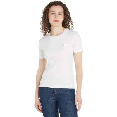 Abbildung von Tommy Hilfiger NEW CODY SLIM CROP MOCK Tshirt basic, Damen, Größe: XL, Ecru