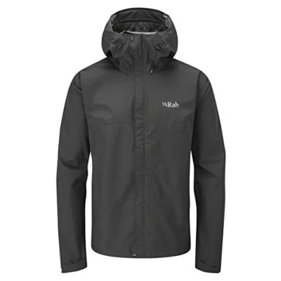 Abbildung von Rab Herren Downpour Eco Wasserdichte, atmungsaktive Jacke zum Wandern und Klettern, Schwarz, S