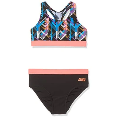 Abbildung von Zoggs Mädchen Shimmer Muscle Zweiteiliger Bikini XS Multi/Schwarz