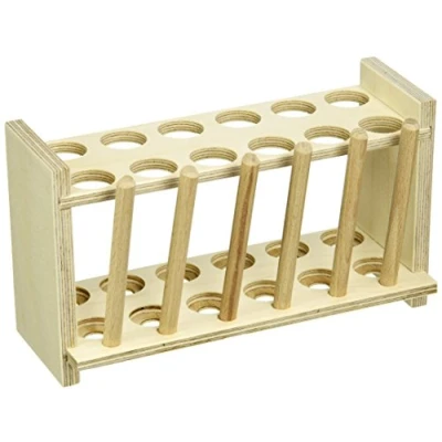 Abbildung von neoLab Reagenzglasgestell Holz mit 6 Abtropfstäben für 2 x Gläser, Loch Durchmesser 20 mm