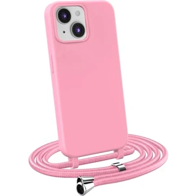 Abbildung von MyGadget Handykette für iPhone 13 Mini [ Hülle mit verstellbaren Band ] TPU Handyhülle Handyband zum Umhängen Kordel Schnur Case Schutzhülle Rosa
