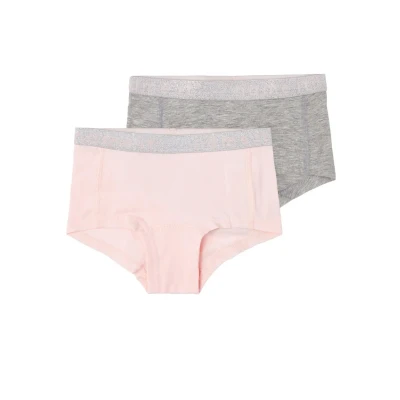 Abbildung von Name it Nkfhipster 2 PACK Slip für Kinder, Größe: 158/164, Barely pink/grey melange