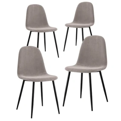 Abbildung von Brigros WeHome 4er Set Stoff Stuhl Bella mit Metallbeinen und Stoffsitz, geeignet für Zuhause, Küche, Wohnzimmer, Wartezimmer, Büro, Café (Braun, Metall Stoff)