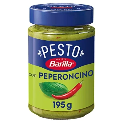 Abbildung von Barilla Pesto Basilico e Peperoncino 12x195g Glutenfreie Italienische Pasta Sauce mit Basilikum und Chilischoten, Nudel Soße, grünes
