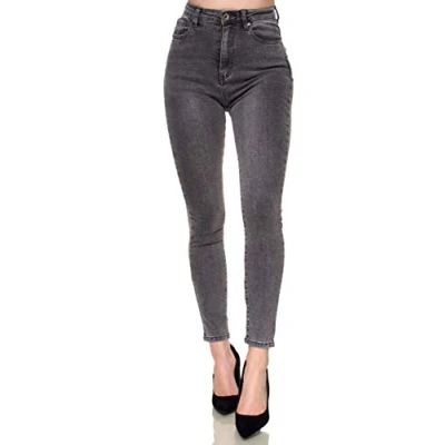 Abbildung von Elara Super High Waist Damen Hose Chunkyrayan EL12D3 Dunkelgrau 50 (5XL)