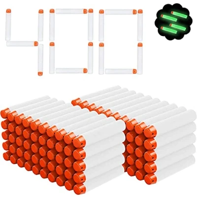 Abbildung von Airlab 400er Pfeile Darts für Nerf Zubehör Leuchten im Dunkeln, Refill Munition Bullets Foam Patronen, kompatibel mit Spielzeug Gun, Weiß