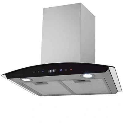 Abbildung von Syntrox Germany Dunstabzugshaube 60 cm mit Touch Screen, Moderne Kochumgebung, 3 Leistungsstufen, Spülmaschinenfeste Fettfilter, Flüsterleiser Betrieb