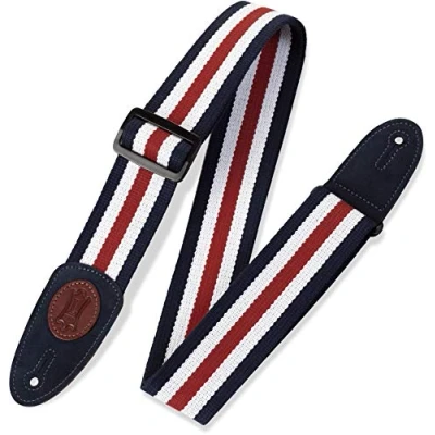 Abbildung von Levy&#039;s Leathers MSSC8 RWB Gitarrengurt, aus Baumwolle, 5,08 cm, Rot/Weiß/Blau