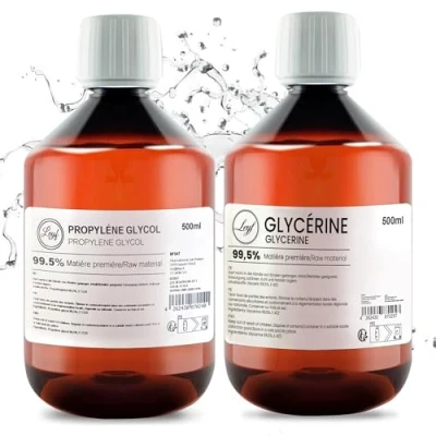 Abbildung von Leyf 500 ml Glycerin E422 + Propylenglykol E1520, Perfekt für DIY, Pharmaqualität Reinheit, Lebensmittelqualität, Raw Material VG PG, Rein, Vegan, Ph. Eur/USP