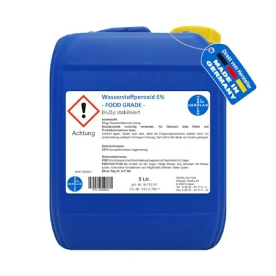 Abbildung von HERRLAN Wasserstoffperoxid 6% FOOD GRADE I Qualität Oberflächen Desinfektionsmittel (5 Liter)