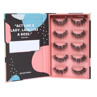 Abbildung von GirlGotLashes Große Boxen Boss Babe Handgemachte Wimpernextensions Wimpernverlängerung für Zuhause 5 Wimpern Paare Fake Lashes mit 7 Tagen Halt Vegan
