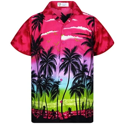 Abbildung von King Kameha Funky Hawaii Hemd, Herren, Kurzarm, Beach, Pink, M