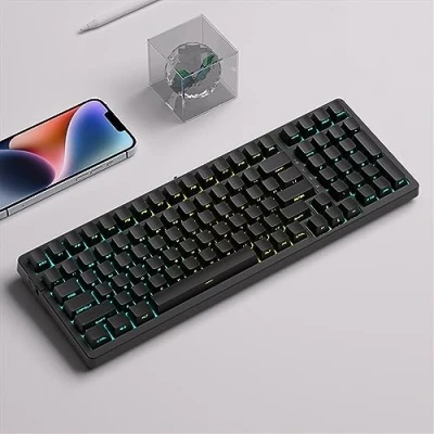 Abbildung von DucKey Von Hinten Beleuchtete, Seitlich Bedruckte Keycap, PBT Tastenkappe Mit OEM Profil Für MX Switch Mechanische Tastatur (Color : Black)
