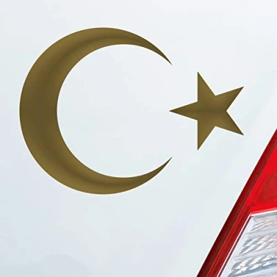 Abbildung von Hellweg Druckerei Islam Türkei Turkey türkiye Flag Moon Halbmond Auto Aufkleber Sticker Heckscheibenaufkleber