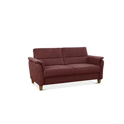 Abbildung von CAVADORE 3er Sofa Palera mit Federkern / Kompakte Dreisitzer Couch im Landhaus Stil passender Sessel und Hocker optional 179 x 89 Mikrofaser, Rot