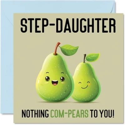 Abbildung von Geburtstagskarten für Stieftochter Nothing Com Pears Lustige Geburtstagskarte von Stiefmutter Papa, Tochter, Geburtstagsgeschenke, 145 mm x Witz Grußkarten Frauen und