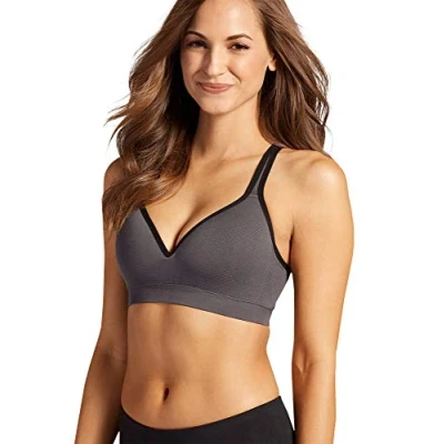 Abbildung von Jockey Damen Active Mid Impact Molded Cup Seamless Bra Sport BH, Undurchsichtige, Eisengrau, X Large