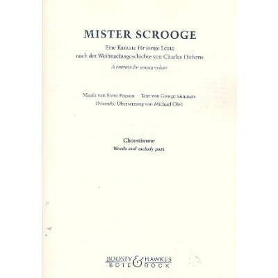 Abbildung von Mister Scrooge: Eine Kantate für junge Leute nach der Weihnachtsgeschichte von Charles Dickens. Jugendchor und Klavier. Chorpartitur.