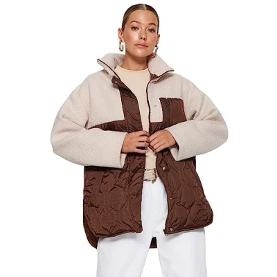 Abbildung von Trendyol Wintermantel, Damen, Größe: 36, Brown multicolor