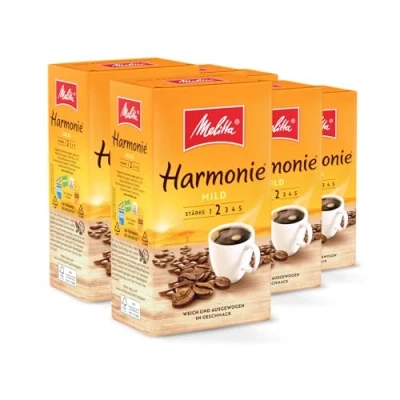 Abbildung von Melitta Harmonie Mild Filter Kaffee 6 x 500g, gemahlen, Pulver für Filterkaffeemaschinen, milde Röstung, geröstet in Deutschland, im Tray