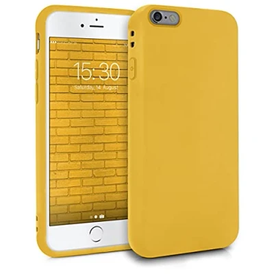 Abbildung von MyGadget Hülle kompatibel mit iPhone 6 6s robuste Handyhülle TPU Case Slim Silikonhülle Back Cover Kratzfest Schutzhülle matt Gelb