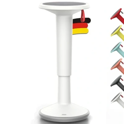 Abbildung von Interstuhl UPis1 Stehhocker ergonomisch höhenverstellbar Hocker mit rutschhemmender Standfläche &amp; Kippschutz Sitzhocker für gesünderes Arbeiten (Grauweiß)