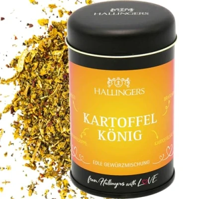 Abbildung von Hallingers BBQ Kartoffelkönig Gewürz Mischung für Kartoffeln, Suppen &amp; Pommes (Dose) Adventskalender Neuheiten befüllen Neues Zuhause Ruhestand Genesung
