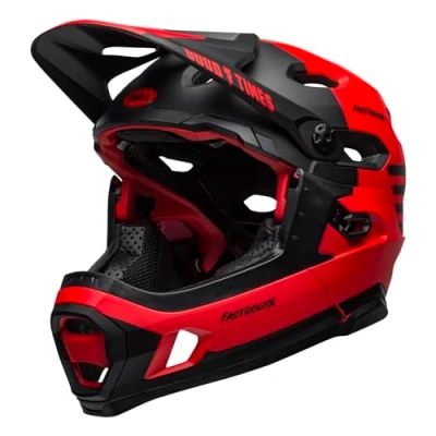Abbildung von Bell Bike Unisex Erwachsene SUPER DH Spherical Helme, Mat/Gls Red/Black Fasthouse, L