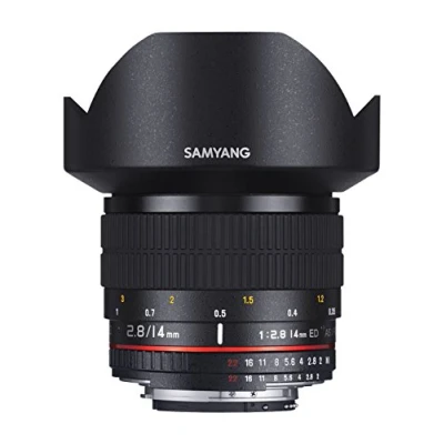 Abbildung von Samyang 14/2,8 Objektiv DSLR Canon EF AE manueller Fokus automatischer Blendenring Fotoobjektiv, Weitwinkelobjektiv schwarz