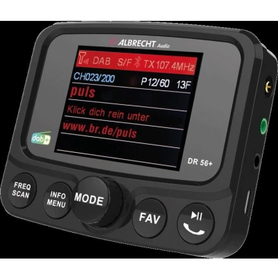 Abbildung von Albrecht DR 56+ DAB+ Adapter zum Aufrüsten von Auto Radios mit TFT Display, 27256, FM Transmitter für Musik Streaming über das Handy, schwarz