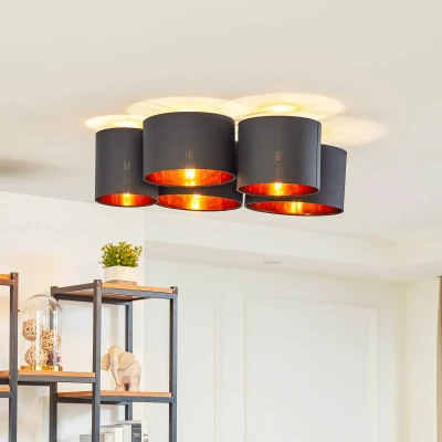 Abbildung von Lindby Deckenleuchte Laurenz, 5 flg., 83cm schwarz/gold