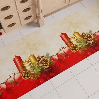 Abbildung von PETTI Artigiani Italiani Teppich für Küche, Weihnachten, Läufer rutschfest und waschbar, 52 x 380 cm, Design Kerzen 100% Made in Italy