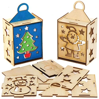 Abbildung von Baker Ross AX557 Weihnachten Laterne Bastelset aus Holz 3er Pack, Holzlaterne für Mädchen zum Basteln und Bemalen